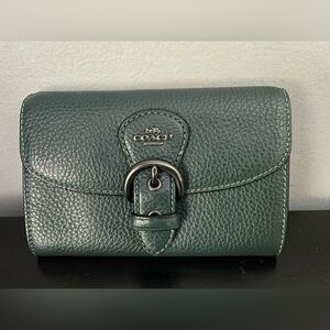 SOLD ** COACH Kleo Wallet Forest Green with Gunmetal Hardware Card Holder Wallet